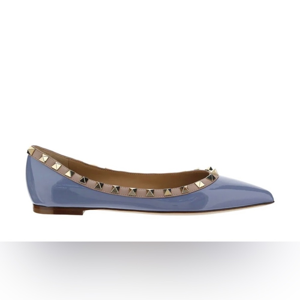 Valentino Garavani Rockstud patent leather ballerina shoes